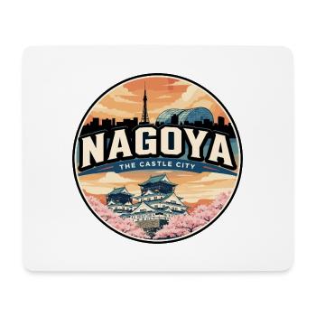 Insigne rétro du Cherry Blossom du Château de Nagoya - Tapis de souris (format paysage) - blanc - Devant