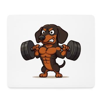 Fitness dachshund – powerhouse in the gym - Mouse Pad (horizontal) - white - Front