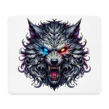Neon Dual Eyed Wolf - Mouse Pad (horizontal) - white - Front