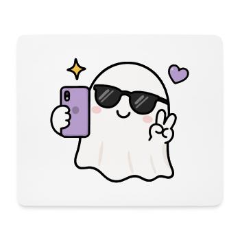 Gen Z Kawaii Ghost Selfie Cool Sunglasses Spooky C - Mouse Pad (horizontal) - white - Front