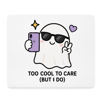 Gen Z Too Cool To Care Kawaii Ghost Selfie Funny S - Mouse Pad (horizontal) - white - Front
