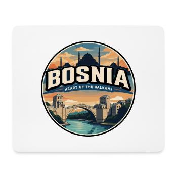 Retro Bosnia Mostar Stari Most Badge - Mouse Pad (horizontal) - white - Front