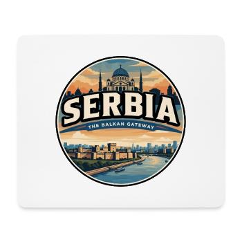 Insigne rétro de la forteresse de Belgrade en Serbie - Tapis de souris (format paysage) - blanc - Devant