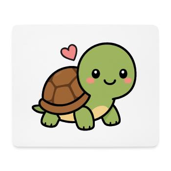Cute Kawaii Turtle With Heart Adorable Animal Love - Mouse Pad (horizontal) - white - Front