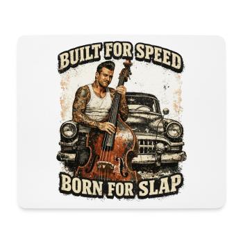 Rockabilly Double Bass Voiture Classique - Conçue pour la vitesse - Tapis de souris (format paysage) - blanc - Devant