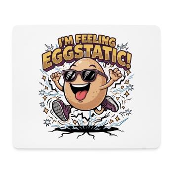 I’m Feeling Eggstatic – Energetic Egg Cartoon Pun - Mouse Pad (horizontal) - white - Front