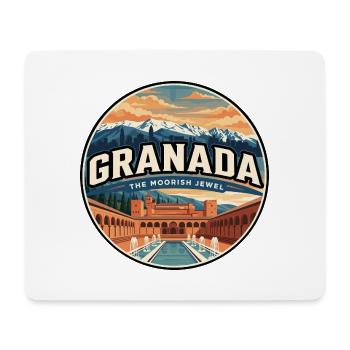 Retro Granada Alhambra Palace Badge - Mouse Pad (horizontal) - white - Front