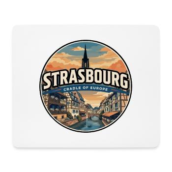 Retro Strasbourg Petite France Badge - Mouse Pad (horizontal) - white - Front