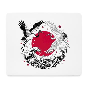 JAPANESE CRANES - Mousepad (Querformat) - Weiß - Vorne