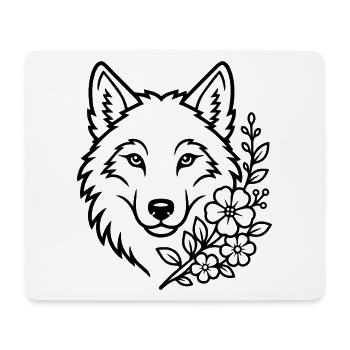 Loup aux fleurs Art naturel élégant - Tapis de souris (format paysage) - blanc - Devant