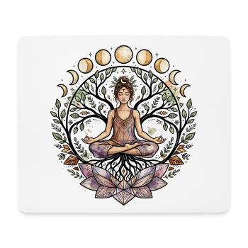 Yoga Woman Tree of Life Lotus Moon Phases - Atma Boho - Mouse Pad (horizontal) - white - Front