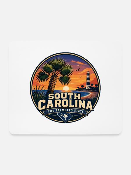 South Carolina Palmetto State Retro Beach Abzeichen - Mousepad (Querformat) - Weiß