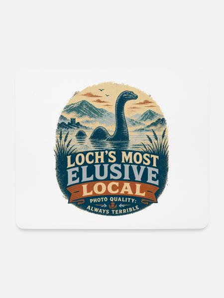 Loch Ness Most Elusive Local - Nessie Monster - Mousepad (Querformat) - Weiß