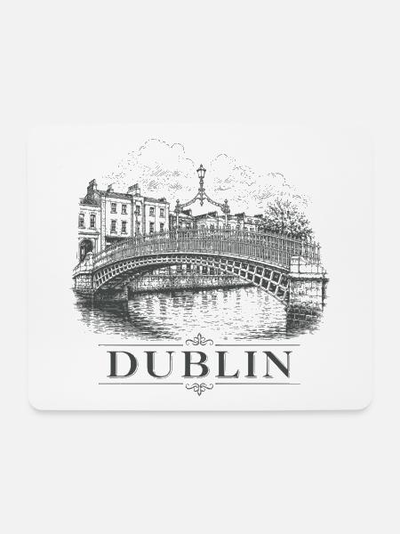 Dublin Ireland Vintage-Skizzenkunst - Mousepad (Querformat) - Weiß