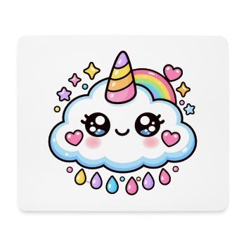 Bezaubernde Regenbogen-Einhornwolke - Mousepad (Querformat) - Weiß - Vorne