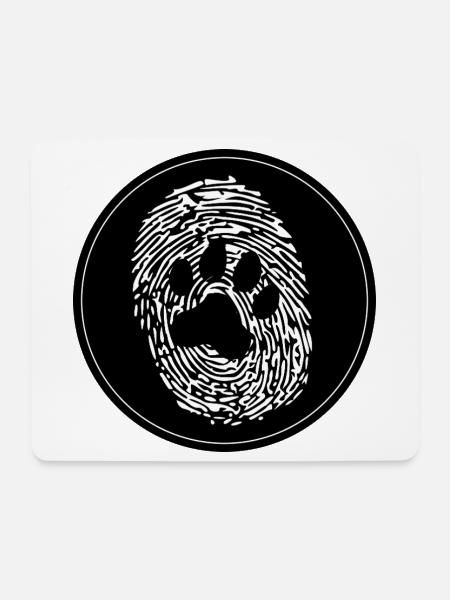 Hund Pfote Mensch FIngerabdruck - Mousepad (Querformat) - Weiß
