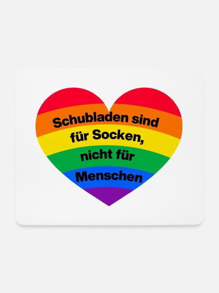 SCHUBLADEN SIND FÜR SOCKEN, TOLERANZ MENSCHENRECHT - Mousepad (Querformat) - Weiß