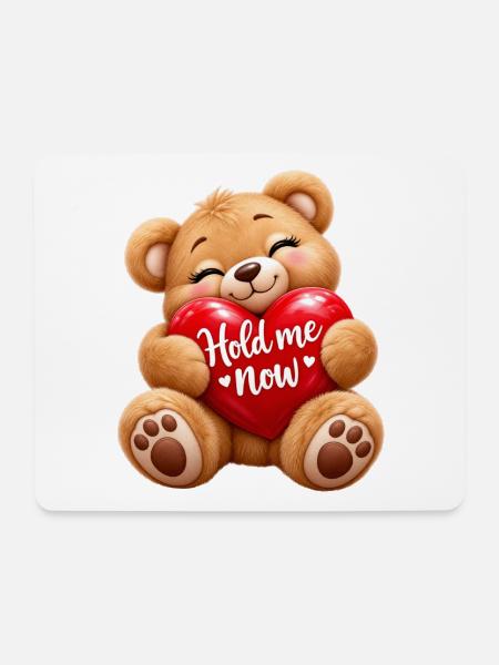 Teddy Herz Umarmung Motiv - Mousepad (Querformat) - Weiß