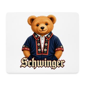 Schwinger Bärenlook im Schweizer Edelweisshemd - Mousepad (Querformat) - Weiß - Vorne