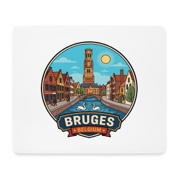 Brügge, Belgien, Belfry Canal Swans Reiseabzeichen - Mousepad (Querformat) - Weiß - Vorne