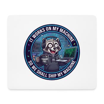Lustiger Programmierer Waschbär arbeitet auf meiner Maschine Abzeichen - Mousepad (Querformat) - Weiß - Vorne
