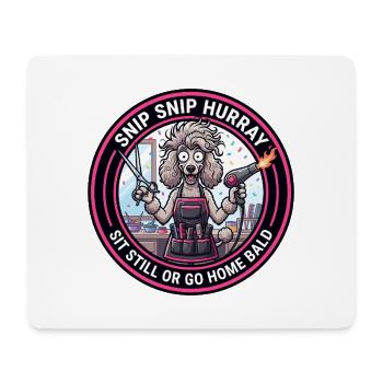 Lustiger Friseur-Pudel Snip Snip Salon Abzeichen - Mousepad (Querformat) - Weiß - Vorne