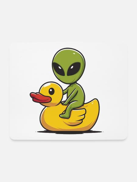 Alien auf Ducky - Mousepad (Querformat) - Weiß