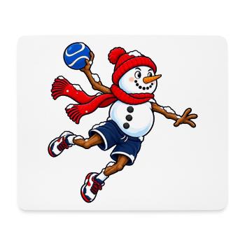 Handball-Schneemann im Sprungwurf - Mousepad (Querformat) - Weiß - Vorne