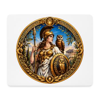 Athene mit Speer, Schild und Eulen - Mousepad (Querformat) - Weiß - Vorne
