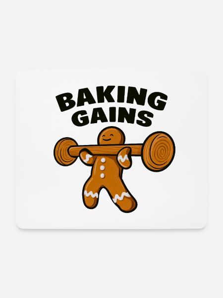 Baking Gains: Ginger Krafttraining - Mousepad (Querformat) - Weiß