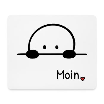 Moin. | Kleine Guckfigur mit Herz regionaler Gruss - Mousepad (Querformat) - Weiß - Vorne