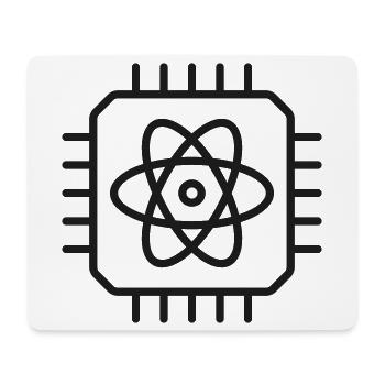 KI-Quantencomputing-Mikrochip-Liniensymbol - Mousepad (Querformat) - Weiß - Vorne