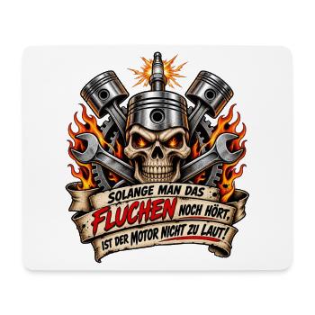 Flammender Skull mit Motorwerkzeug - Mousepad (Querformat) - Weiß - Vorne