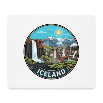 Island-Reiseabzeichen Skogafoss-Wasserfallvulkan - Mousepad (Querformat) - Weiß - Vorne