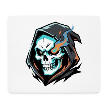 Sensenmann-Schädel mit feurigen Augen und blauen Flammen - Mousepad (Querformat) - Weiß - Vorne