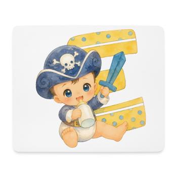 E - Buchstabe: Kleiner Piratenkapitän Baby - Mousepad (Querformat) - Weiß - Vorne