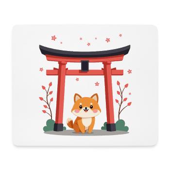Cute Shiba Dog Cherry Blossom - Mousepad (Querformat) - Weiß - Vorne