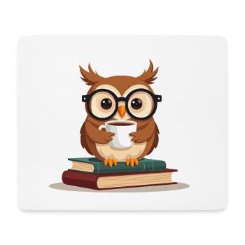 Cozy Book Lover Reading Owl Design - Mousepad (Querformat) - Weiß - Vorne