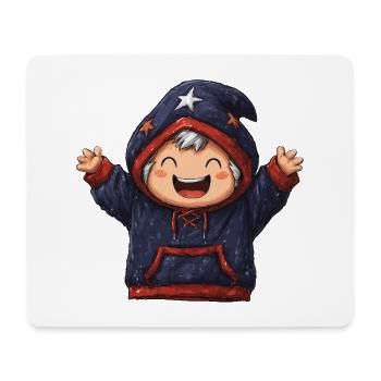 Fröhlicher Sternen Hoodie für Kinder - Mousepad (Querformat) - Weiß - Vorne