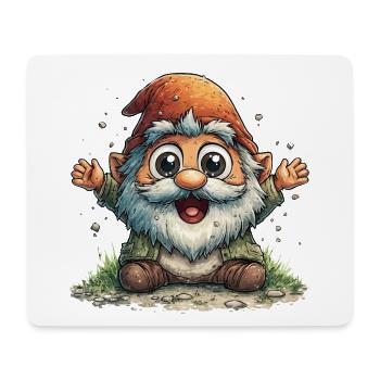 Fröhlicher Gartenzwerg Cartoon - Mousepad (Querformat) - Weiß - Vorne
