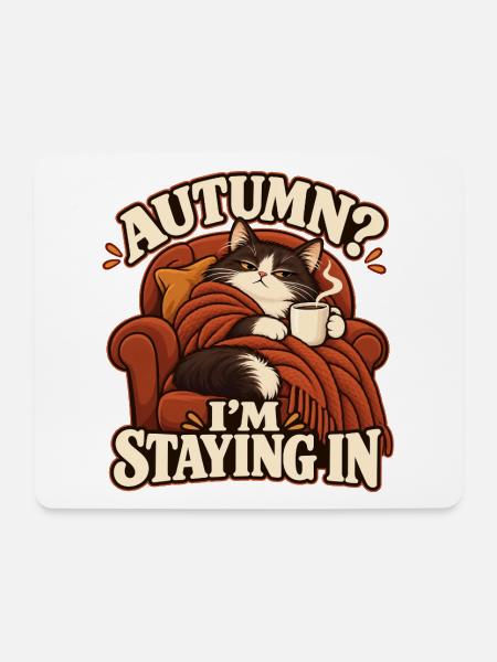 Gemütliche Herbstkatze - Mousepad (Querformat) - Weiß