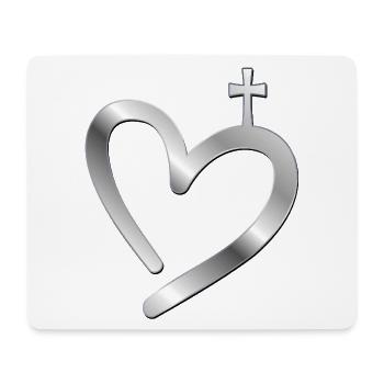 Christliches Kreuz Herz - Mousepad (Querformat) - Weiß - Vorne