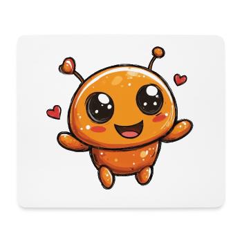 Kuscheliger Orangenheld mit Herzchen - Mousepad (Querformat) - Weiß - Vorne