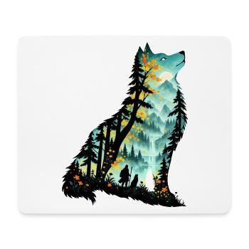 Waldwolf im Mondlicht - Mousepad (Querformat) - Weiß - Vorne
