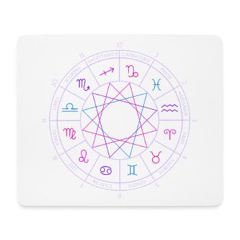 Rad der 12 Tierkreiszeichen mit Namen und Monaten - Mousepad (Querformat) - Weiß - Vorne