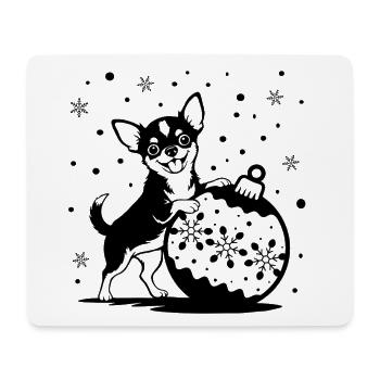 Süßer Weihnachts-Chihuahua mit Kugel - Mousepad (Querformat) - Weiß - Vorne