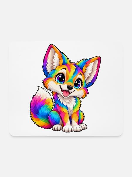 Kawaii Multicolor Coyote - Mousepad (Querformat) - Weiß