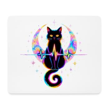 Minimalist Cat Heartbeat - Mousepad (Querformat) - Weiß - Vorne