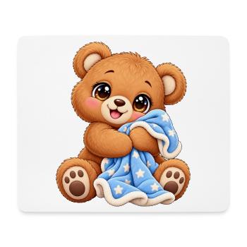 Teddybär mit Kawaii-Decke - Mousepad (Querformat) - Weiß - Vorne