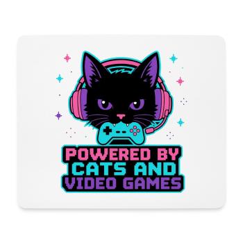 Angetrieben von Cats und Videospielen Black Cat Gamer SH - Mousepad (Querformat) - Weiß - Vorne